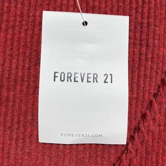 Forever 21 Womens Cropped Long‎ Sleeve Faux Wrap Top Size Large Red - Picture 4 of 9